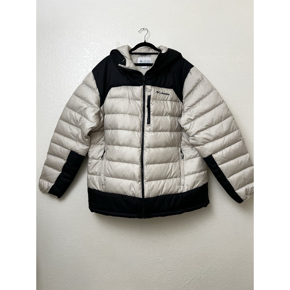 Men's Columbia Autumn Park Down Jacket Omni-Heat Beige Black Winter Size XXL - Picture 2 of 12